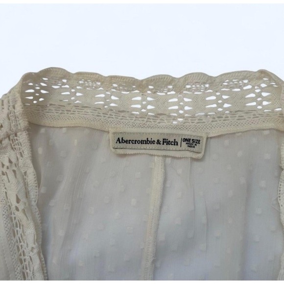 Abercrombie Fitch Cover Up Kimono Top One Size White Boho Coastal Festival Lace - Picture 4 of 5